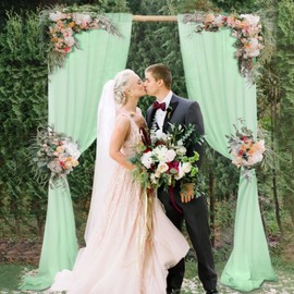 ShinyBeauty Sage Green Backdrop Curtainsr for Events Green Backdrop Drapes 2 Panels W 29''x L 10ft Photo Photography Background for Wedding Bridal Shower, Total 5' x 10'