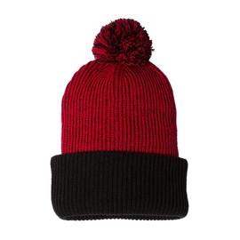 Sportsman 12" Knit Speckled Pom-Pom Beanie One Size Red/Black