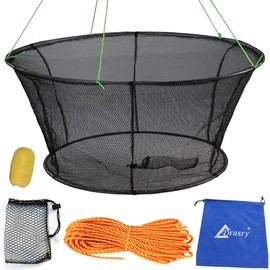 Drasry Fishing Net Trap for Crayfish Crab Bait Minnow Shrimp Foldable Fish Crawdad Lobsters Cast Net Collapsible 31.5 * 23.6 in (80 * 60 CM)