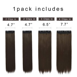REECHO 26" Straight Super Long 4 PCS Set Thick Clip in on Hair Extensions Medium Ash Brown