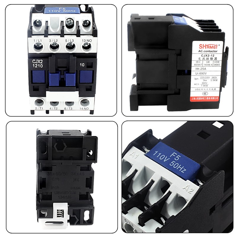 Aracombie AC Contactor CJX2-1210 110V Coil, Rail Motor Controler Rail