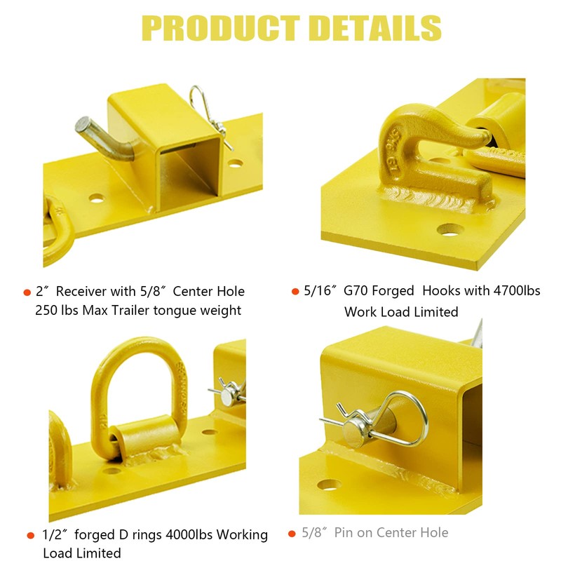 ONECHOI Tractor Bucket Hooks Bolt on Hooks 2” Receiver, G70