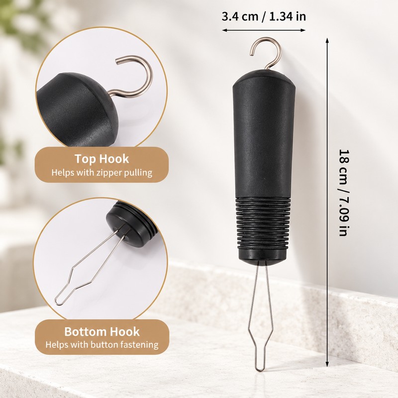 Button Hook & Zipper Pull Aid for Seniors & Limited