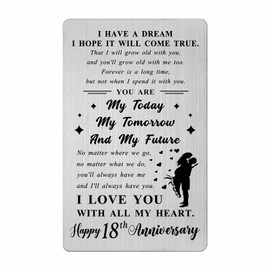 Levole Happy 18th Anniversary Card - 18th Anniversary Card Gifts for Him Her, Eighteen Year Wedding Anniversary Card Gifts for Husband Boyfriend - Engraved Wallet Card 18 Year Anniversary