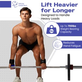 Special Essentials Weight Lifting Hooks - 1 Pair of Premium Steel Hooks with Padded Wrist Straps for Enhanced Grip & Support During Heavyweight Lifting, Pull-Ups, Powerlifting, Deadlifts, and Rows