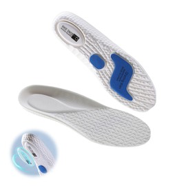 Pokumil Insoles, 2 Pairs Insole, Shock Absorption, Arch Support, Footbed, Sports, Human Engineering, Standing Work, Fatigue, Comfortable, Antibacterial, Deodorizing, Anti-Slip, Unisex (White, XS (9.1