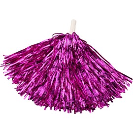 Lovecheer 12PCS Hot Pink Pom Poms Cheer Fluffy Metallic Cheerleader Pom Poms with Baton Handle Cheer Squad Team Spirited for Party Games Dance