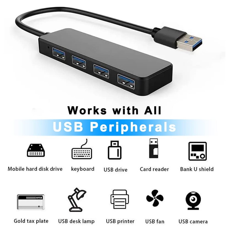baolongking USB Hub, 4-Port USB Hub Ultra Slim Portable USB