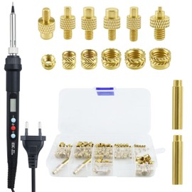 Threaded Inserts Soldering Tips Set, 80 W LED Temperature Adjustable Soldering Iron with 130 Thread Inserts M2/M3/M4/M5/M6/M8
