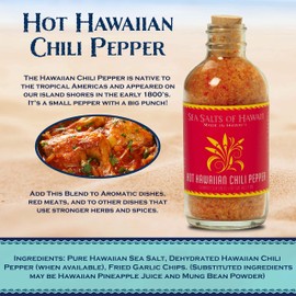 Sea Salts Of Hawaii Hot Hawaiian Chili Pepper Flavored Hawaiian Sea Salt, 4 Ounce Bottle - Made in Hawaii