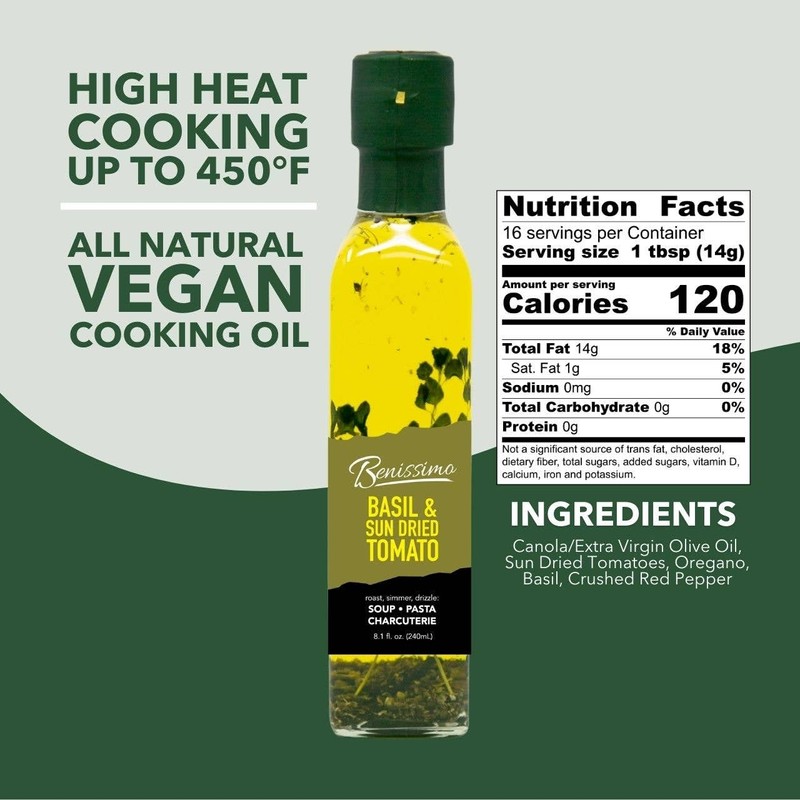 Benissimo Basil and Sun Dried Tomato Herb Infused Oil, All