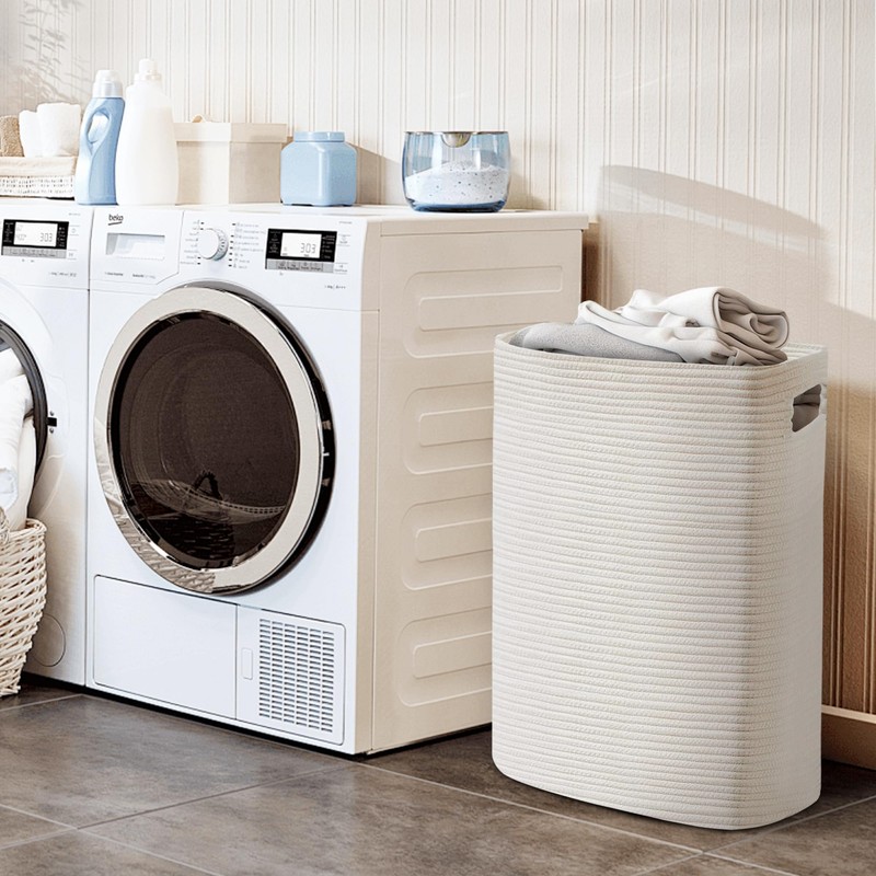 MEGASKET Large Laundry Hamper 16"x13"x22" - Tall Woven Laundry Basket,