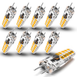 Heifymi GY6.35 LED Bulb 2W Equivalent 20W Halogen Bulb 2700K Warm White AC/DC 12-24 Volt G6.35/GY6.35 Bi-Pin JC Type for Landscape Chandelier Under Cabinet Ceiling Lights, Non-Dimmable, 10 Pack