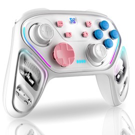 BINBOK GEMINI Switch Controller, Switch Pro Controller for Switch/Switch Lite/Switch OLED, Hall Effect Joystick RGB Remote Gamepad with HD Rumble/Macro/Turbo/Motion Control (White)