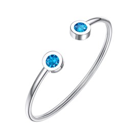 TenrSteel Blue Crystal Cuff Bracelet Silver Bangle Friendship Bracelets Birthday Jewelry Gift Bracelets for Women