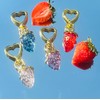 Beautiful Strawberry Heart Keychain Bag Charm - Color: Green, Metal: