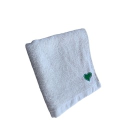 Bamboo Fiber Unbleached Uncolored Absorbent Towel with 4 Colors Heart Mark for Family (Green)