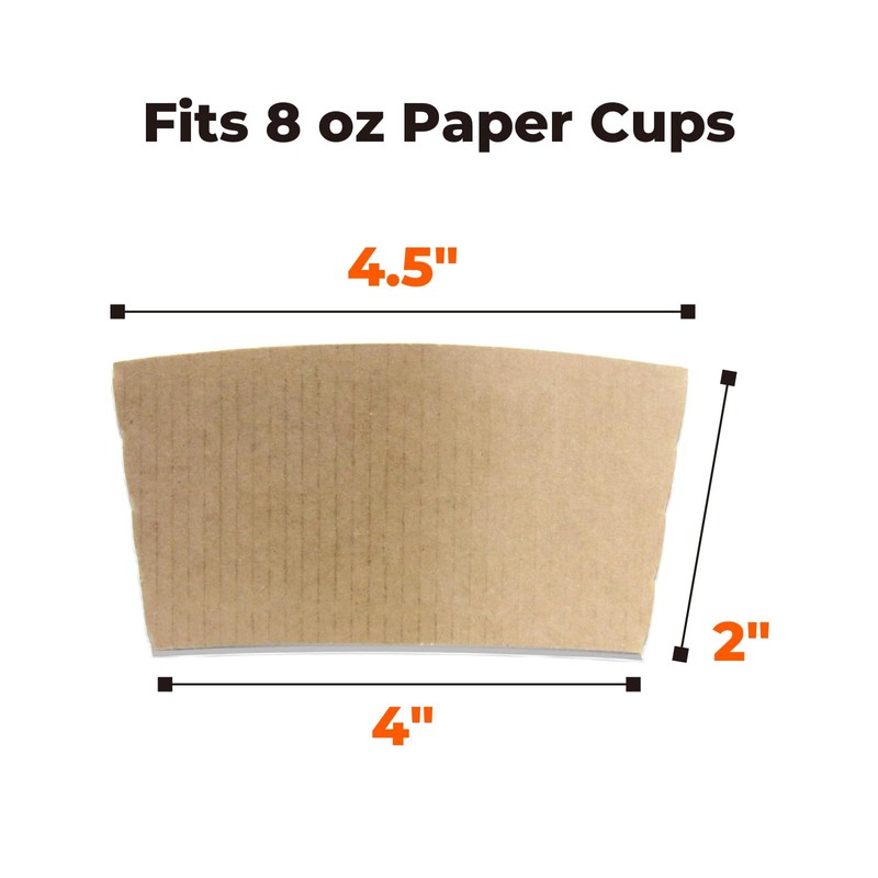 FMP Brands 100 Pack Coffee Sleeves for 8 oz Coffee
