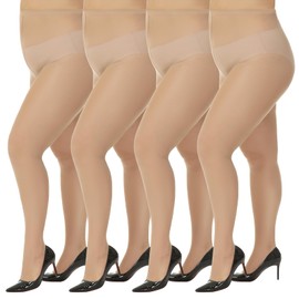 Manzi - Medias de nailon para mujer (4 pares), 4 Pair Natural Nude, XXXL