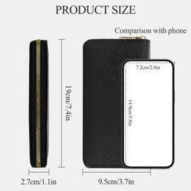 AdiStylinno Women's Wallet, Large Capacity Leather Credit Card Holder Purse Ladies Fashion Clutch Purse Long Wristlet Wallet (Black)