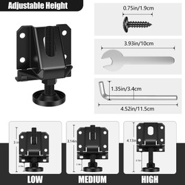 4 Pack Folding Shelf Brackets, Heavy Duty Lock Extension Support Black Folding Table Legs, Adjustable Furniture Legs for Table Bed Leg Cabinets, Workbench, Foldable Bracket