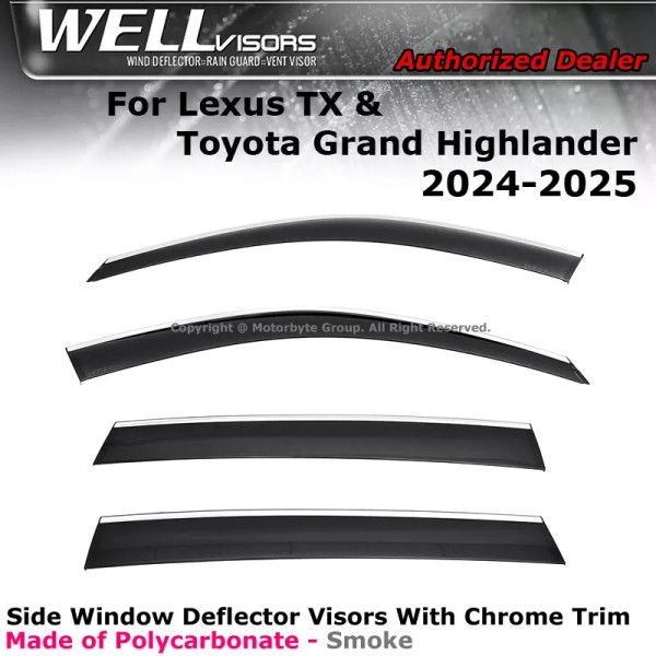 WELLvisors Window Visors For 2024-2025 Toyota Grand Highlander TX350 Chrome