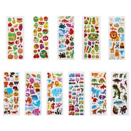 Vicloon 3D Stickers for Kids Puffy Stickers 550+ Children Stickers 22 Variety Sheets for Rewarding Gifts Scrapbooking Including Animals, Fish, Dinosaurs, Numbers, Fruits, Trucks, Butterfly and More
