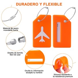 9 Pcs Identificador de Maletas de Viaje Identificador Maletas Viaje para Equipaje de Avión con Cordón Metálico Etiquetas de Silicona para Equipaje