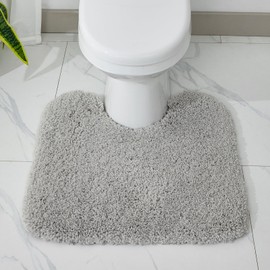 Disolla Toilet Rug U Shaped Grey 22x24 Machine Washable Non Slip Toilet Floor Mat Soft Plush Contour Rug for Bathroom Floor