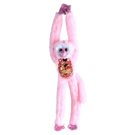 Wild Republic Sequin Monkey Plush, Stuffed Animal, Sensory Plush Toy, Gifts for Kids, Green, 22 inches, Pink