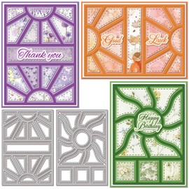 GLOBLELAND Spleißen von Rechteckigen Hintergrundplatten Stanzformen Für DIY Scrapbooking Metallkreise Rechtecke Rahmen Stanzformen Unregelmäßige Form Stanzungen Für Kartenherstellung Prägung Fotoalbum