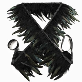 Holmgren Black Rooster Feather Trim for Costume Decoration 2 Yards 5-7inch