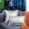 BRAWARM Silver Leather Throw Pillow 18 X 18 Inches, Faux