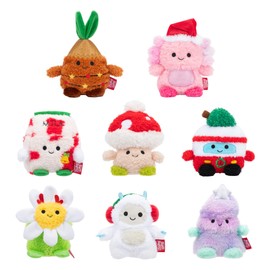 BumBumz 4.5-inch Holiday 8 Pack - Santa’s Milk Maxine, Festive Tree Tatiana, Daisy Flower Danielle, Van Vance, Yeti Yano, Palm Tree Pedro, Axolotl Aimee, and Mushroom Stan