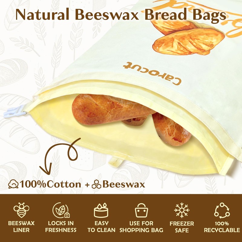 Reusable Beeswax Bags for Homemade Sourdough Bread, Detachable Easy-Clean Design