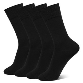 ZAKASA Men's Plain Bamboo Socks: Comfortable Casual Seamless Socks Moisture Wicking Soft Top Antibacterial for Elderly Home UK 11.5-13.5 Black 4 Pairs