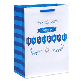 American Greetings Hanukkah Gift Bags, Menorah and Dreidel (4 Bags, 2 Medium 10", 2 Small 6")