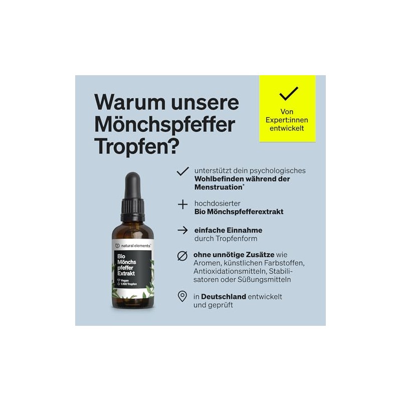 natural elements Organic Monk Pepper Drops - 300 mg Monk