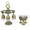 6Pcs Chinese Chalice Retro Style Zinc Alloy Glass Embossed Flower