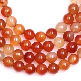 HAAMIIQII 60pcs 6mm Natural Orange Red Carnelian Stone Beads Round Loose Gemstone Beads for Jewelry Making Strand 15 Inch