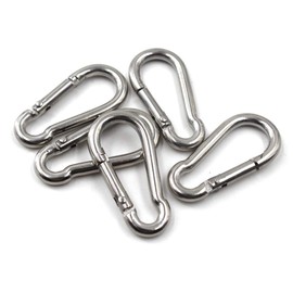 M5 3/16" 304 Stainless Steel Spring Snap Link Hook, Loaded Hook,Locking Carabiner Clip Keychain for Home, Camping, Fishing, Hiking, Traveling(5PCS)