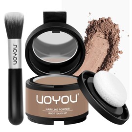 Hairline Powder, Root Touch Up Powder Instantly Conceals Hair Loss, Gray Root Cover Up Powder, Water & Sweat Resistant Hair Powder for Thinning Hair Men & Women, Includes Brush (Light Brown)