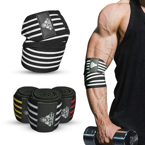 WildBeast Elbow Wraps for Weightlifting (Pair), Stretchable Elbow Brace, Elbow