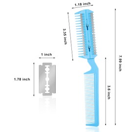 3 Pcs Haircut Razor Comb Hair Cutting Comb with 12 Replacement Blades Double Edge Shaper for Salon & Home Styling Split Ends Trimmer Styler for Thick and Thin Hair