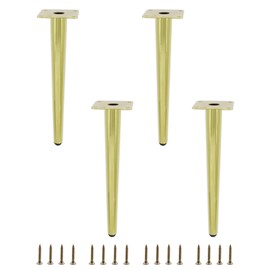 Ulifestar 4 Pack Furniture Legs, Round Tapered Furniture Feet, Heavy Duty Metal Foot for Sofa Cabinet Cupboard Bar Bed Table Chair Couch Ottoman Dresser Desk Home DIY Projects (30cm/12 Height, Gold)