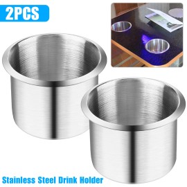 NSI 2x Universal Stainless Steel Cup Drink Holders for Car Boat Truck Marine Camper