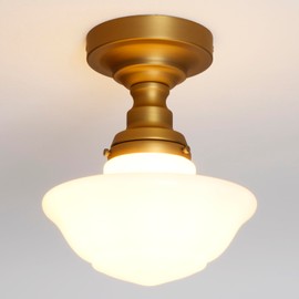SongCiLT Modern Schoolhouse Semi Flush Mount Ceiling Light with Milk White Glass Lampshade, Industrial Close to Ceiling Light Fixture for Farmhouse Bedroom Hallway Entryway
