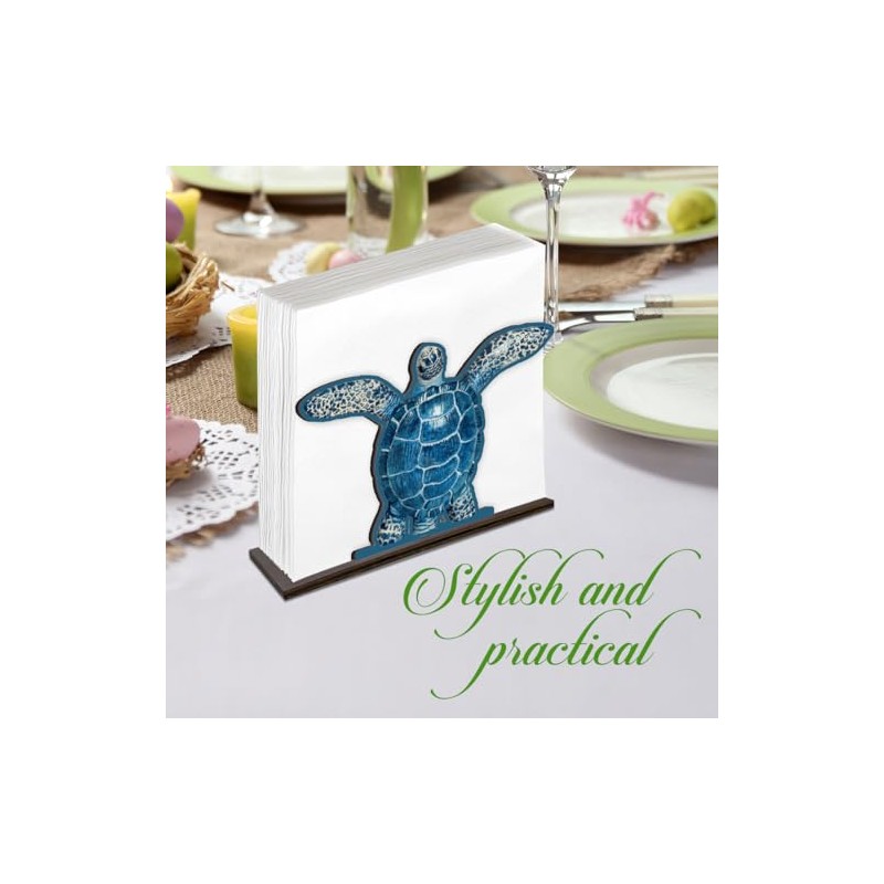 Sea Turtle Napkin Holder for Table - Wooden Coastal Decor