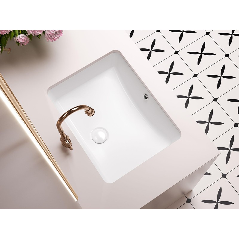 SmartSylva Rectangular Undermount Bathroom Sink,18 x 14 Inch Porcelain Ceramic