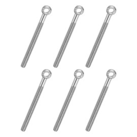 PATIKIL 6 Pcs M6x65mm Shoulder Swing Lifting Eye Bolt, 304 Stainless Steel Metric Half Tooth Thread Fisheye Eye Slip Hole Screw Rigging Bolt Metal Fasteners Screws, Silver Tone
